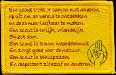 geweven emblemen badges patches insignes tekst scouting copy